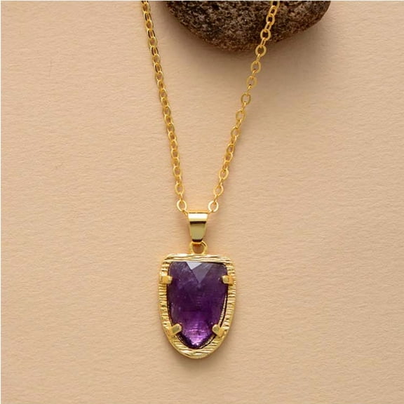 Goldtone Amethyst Pendant Necklace