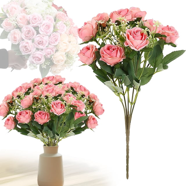 5 Artificial Oswald Roses - Peach Pink, 5 Head Oss Rose Artificial Flower Artificial 5 Head Oss Rose Artificial Flower Windproof the Atmosphere of Autumn