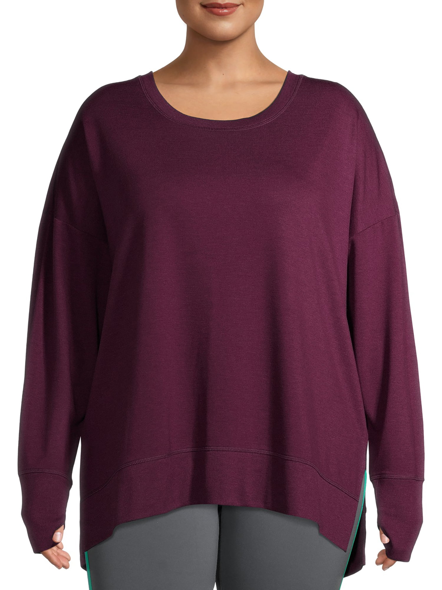 Avia - Avia Women's Plus Size Long Sleeve fleece Tee Shirt - Walmart ...