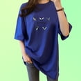 thumbnail image 4 of Camiseta de mujer estampada de manga corta con cuello redondo y camiseta holgada de verano, azul, M Methold AP001204-33B, 4 of 7