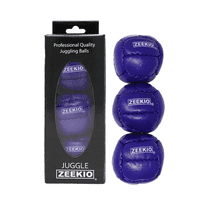 Zeekio Juggling Balls Premium Galaxy - [Pack of 3], Synthetic Leather, Millet Filled, 12-panel Leather Balls, 130g Each, 62mm, Purple
