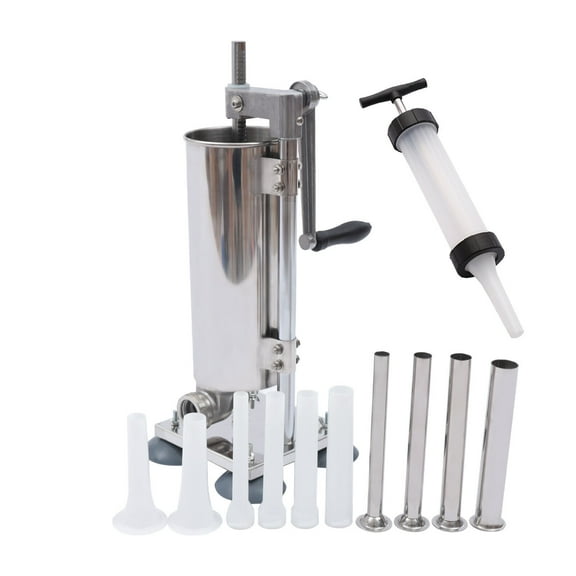 Miumaeov 6lbs Manual Sausage Maker Hand-crank Meat Stuffer Stainless Steel Vertical Meat Press Filler Filling Machine