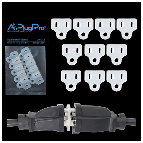APlugPro Weatherproof Gaskets, Protect Outdoor Extension Cord & Christmas Light Connections from Moisture and Stop Tripping GFCIs, Made in USA, Bulk Pack – 10 Pack