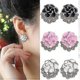 thumbnail image 5 of Pendientes de botón de aleación con diseño de flor de camelia y peonía de Farfi para mujer, color rosa, 5 of 5