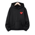 thumbnail image 2 of Boys Hoodies Hooded Heart Pattern Print Girls Kids Pullover Sweatshirt with Pockets(15Y 14-15 Years,Black), 2 of 5