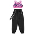 thumbnail image 3 of vastwit Kids Girls Jogger Pants Dance Outfits Sports Crop Tops 2 Piece Set for Jaz Hip Hop Street Gardenia Rose 6, 3 of 7