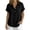 Black, variant on Women's Cotton Linen Collared Shirt, Short Sleeve Pull-On Button-Down Blouse, Loose Fit Casual Daily Office Wear Top