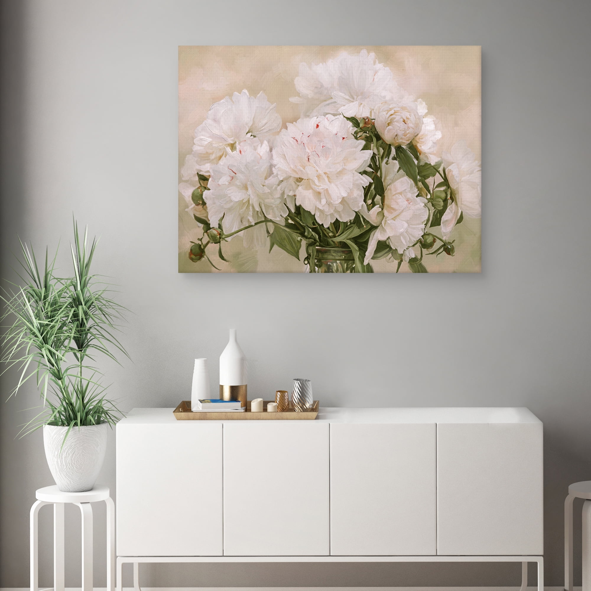 Peonies Blanc by Studio Arts Canvas Art Print
