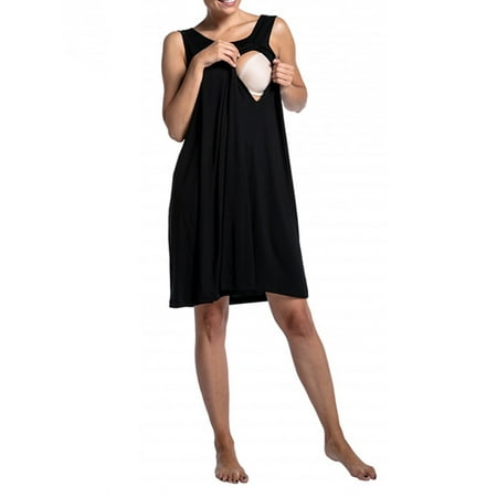 Maternity Sleepwear Gown Jchiup Women's Maternity Sleeveless Hospital Nursing Nightgown Breastfeeding Nightshirt Sleepwear ()
