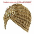 thumbnail image 3 of lanema Women Indian Turban Hat for Head Wrap Pleated Soft Velvet Hair Hijab Cap Headwear with Brooch Jewelry, 3 of 13