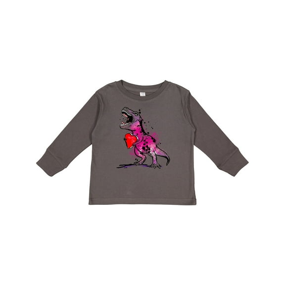Inktastic Valentine's Day Graffiti T-rex with Heart Shaped Candy Box Boys or Girls Long Sleeve Toddler T-Shirt