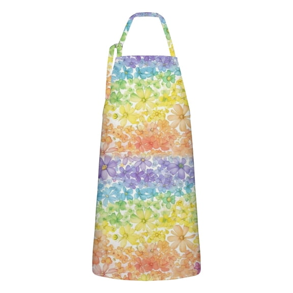 Pioneer Flower Floral Print Pattern Apron-Garden Aprons for Women with Pockets-Cotton Linen Waterproof Kitchen Cooking Gardening Aprons Adjustable for Kitchen,Cooking,BBQ and Salon 33x27 Inch