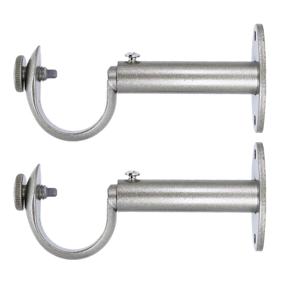 MERIVILLE Adjustable Curtain Rod Brackets, Set of 2, Fits 1.25-Inch Drapery Rods, Pewter