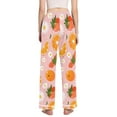 thumbnail image 3 of Dailycode Women's Pajama Pants Wide Leg Lounge Pj Bottoms With Pockets Strawberry Orange Daisy Flower, 3 of 7