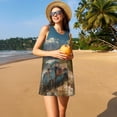 thumbnail image 3 of Balery Deserted Classic Car Landscape Vestidos de verano para mujer con estampado: vestido holgado sin mangas, vestido playero informal y cómodo para días calurosos., 3 of 7