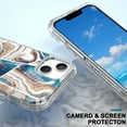 thumbnail image 3 of Marble Pattern Case for iPhone 15 Plus,Cute Heavy Duty 3 in 1 Full Body Shockproof Hard PC+Soft Silicone TPU Bumper Drop Protective Stylish Women Girls Phone Case Cover,Grid Blue Marble, 3 of 6