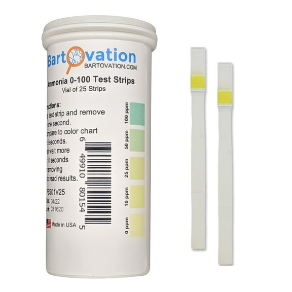 Ammonia Test Strips 0-100 ppm [Vial of 25 Strips]