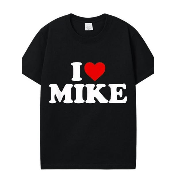 Camisetas gráficas - Camiseta de algodón de manga corta con la frase "I Love Mike" (corazón) - bóxers