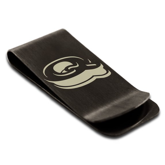 Stainless Steel Letter Q Initial 3D Monogram Engraved Engraved Money Clip Credit Card Holder