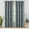 thumbnail image 6 of Curtainking Blackout Curtains for Bedroom Thermal Curtains Floral Patterned Living Room Vintage Country Curtain 63 inch Long 2 Panels Blue on Beige, 6 of 10