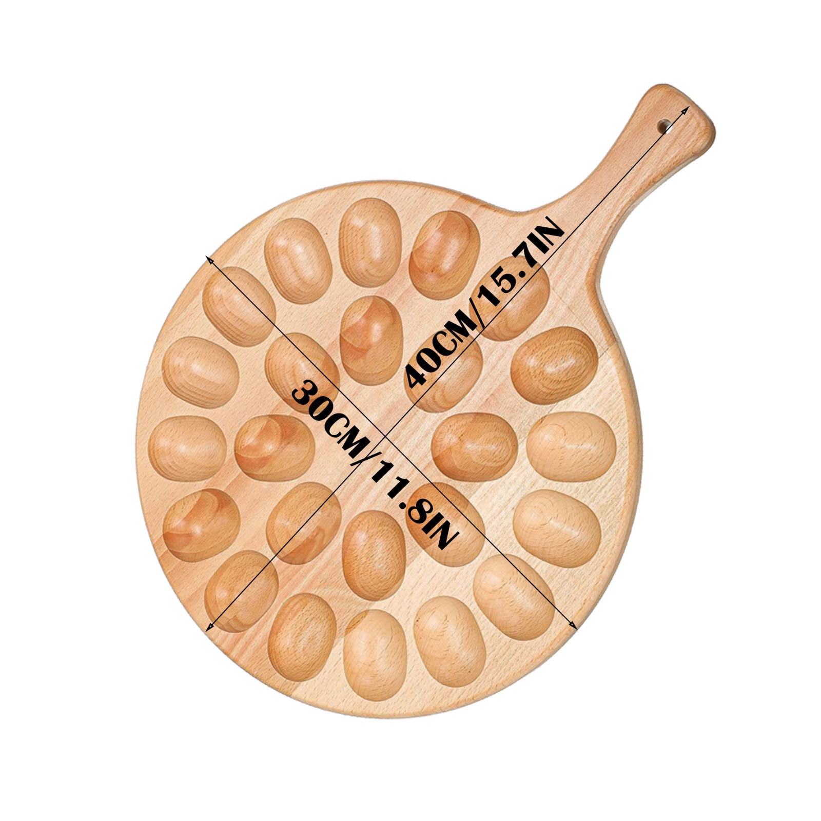 Ynsdnzl Wood Deviled Egg Platter With 24 Holes, Reversible Round Egg Tray And Charcuterie Board, Food-Safe Wooden Serving Tray For Easter, Thanksgiving & Entertaining, Kitchen Countertop
