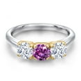 thumbnail image 3 of Gem Stone King 10K Two Tone Gold Fancy Purple Zirconia and White Zirconia Engagement Ring for Women | 1.96 Cttw | Round 5MM | Gemstone Birthstone | Size 9, 3 of 6