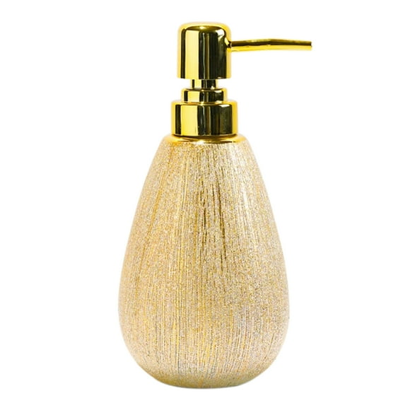 Distributeur de Savon Doré avec Pompe, Distributeur de Lotion Rechargeable pour Comptoir de Salle de Bain, Distributeur de Shampooing en Céramique-Or-380ml/13.4oz