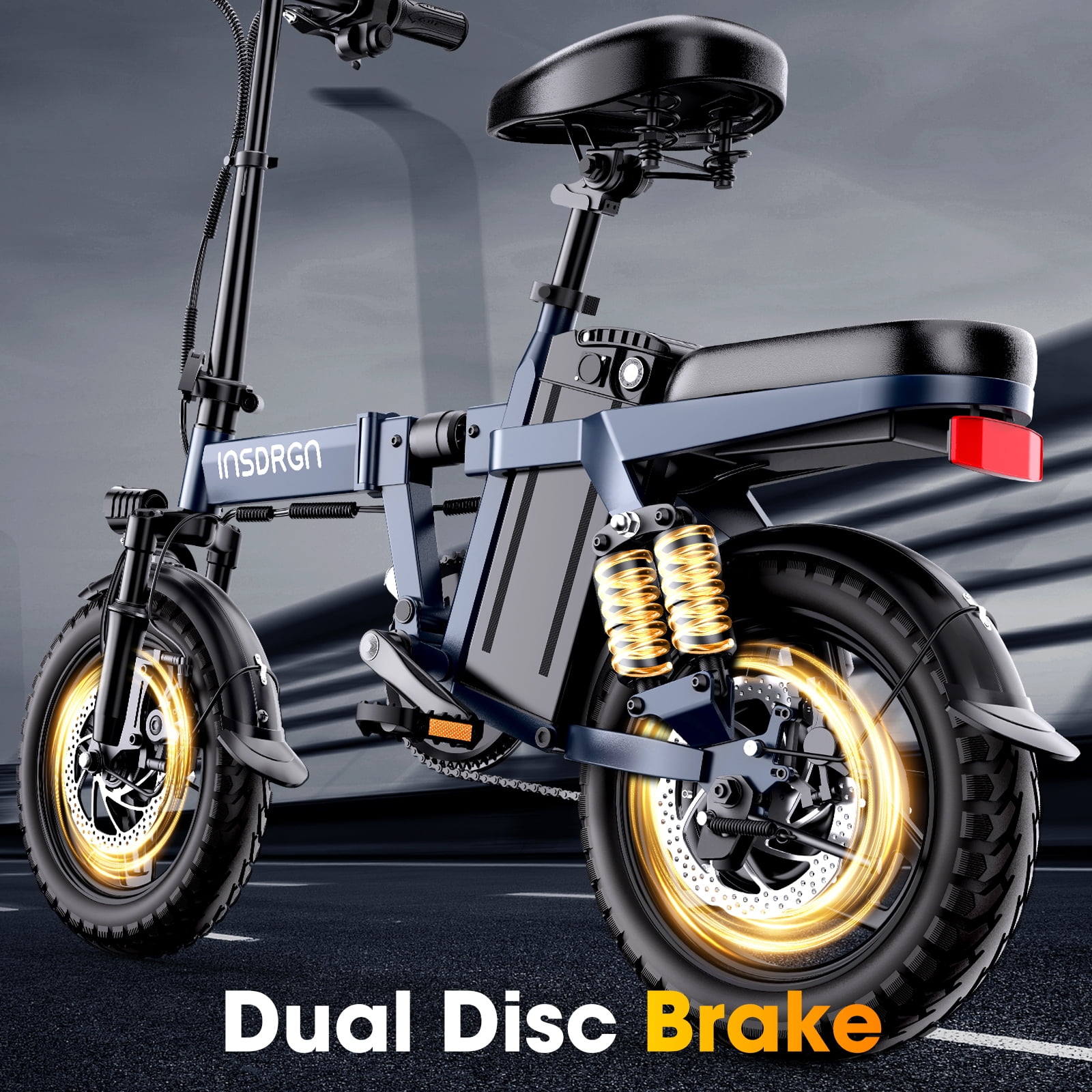 INSDRGN Folding Electric Bike for Teenager and Adults, 16AH 48V Battery 14" Electric Bike 1500W Peak Motor, 62 Miles Range, Mini Ebike for City Commuter, UL2849