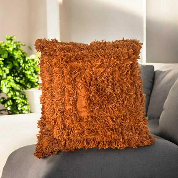 LUSHLYF Terracotta Bliss Shaggy Cushion Cover