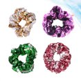 thumbnail image 2 of 4pcs Lentejuelas Anillos para el cabello Moda Lazos para el cabello Cuerda para el cabello brillante Banda para el cabello Mujeres Tocado (Verde + Oro + Rosa + Rosa roja), 2 of 6
