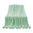 thumbnail image 1 of Manta de punto decorativa cálida y suave con borlas de 100 x 105 cm Verde, 1 of 9