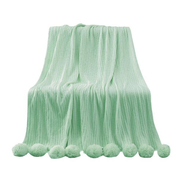 Manta de punto decorativa cálida y suave con borlas de 100 x 105 cm Verde