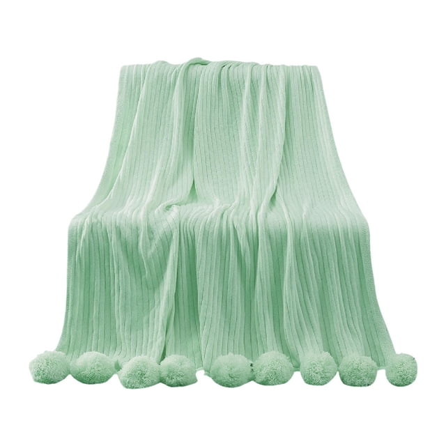 Manta de punto decorativa cálida y suave con borlas de 100 x 105 cm Verde