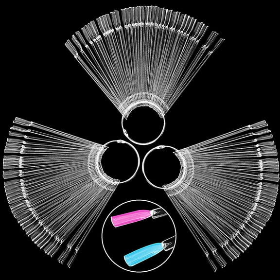 150PCS Transparent Nail Swatches Sticks, Plastic Nail Polish Sticks with Ring, Nail Color Display Practice Nail Art Sample Sticks for Professional Use, Home DIY