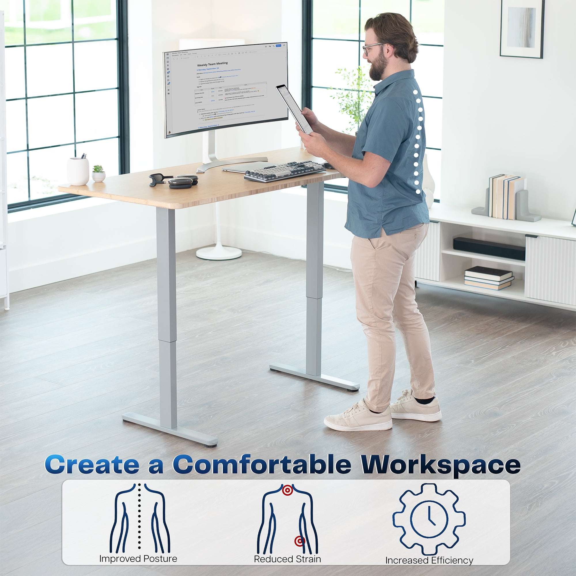 VIVO Gray Electric Dual Motor Standing Desk Frame, Height Adjustable Legs