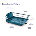 thumbnail image 2 of 3-Piece Multi-Functional Dish Drying Rack with Drain Board & Utensil Holder, Teal, 2 of 5