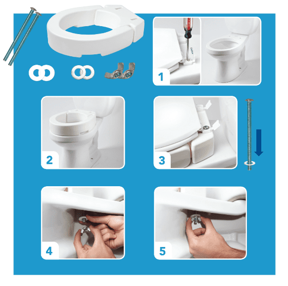 Carex Elongated Raised Toliet Seat, 3 1/2" Height, White, 300 lb Weight Capacity