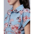 thumbnail image 5 of Moomaya Printed Button-Up Shirt For Women, Short Sleeve Collared Blouses With Pockets, 5 of 8