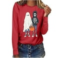 thumbnail image 7 of Drses‌‌ ‌‌‌Women's Halloween Graphic Tee - Ghost Print & Pumpkin Long Sleeve Casual Pullover‌ Shirt‌, 7 of 7