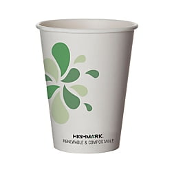 Highmark® Renewable Hot Drink Cups, 12 Oz, White/Green/Black, Pack Of