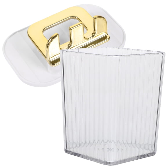 GAXIRE 1Set Wall Toothbrush Rack Toothbrush Organizer Bathroom Accessories Transparent Gold Square Shape Abs