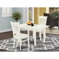 thumbnail image 2 of East West Furniture Norfolk 3-piece Dining Set with Wood Seat in Linen White, 2 of 5