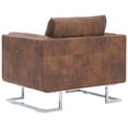 thumbnail image 5 of vidaXL Cube Armchair Brown Faux Suede Leather, 5 of 6