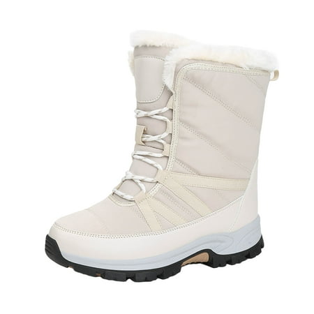 

KBKYBUYZ Winter Snow Boots For Women Cotton Plush Shoes Non Slip Warm Outdoor Waterproof And Antiskid Boots Basic warm shoes