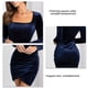 thumbnail image 3 of Vestido cruzado de manga larga para mujer Cuello cuadrado Terciopelo Dobladillo asimétrico Vestido de cintura alta Primavera Verano Otoño Vestido ajustado para fiesta Boda Citas ANGGREK  Otros, 3 of 5