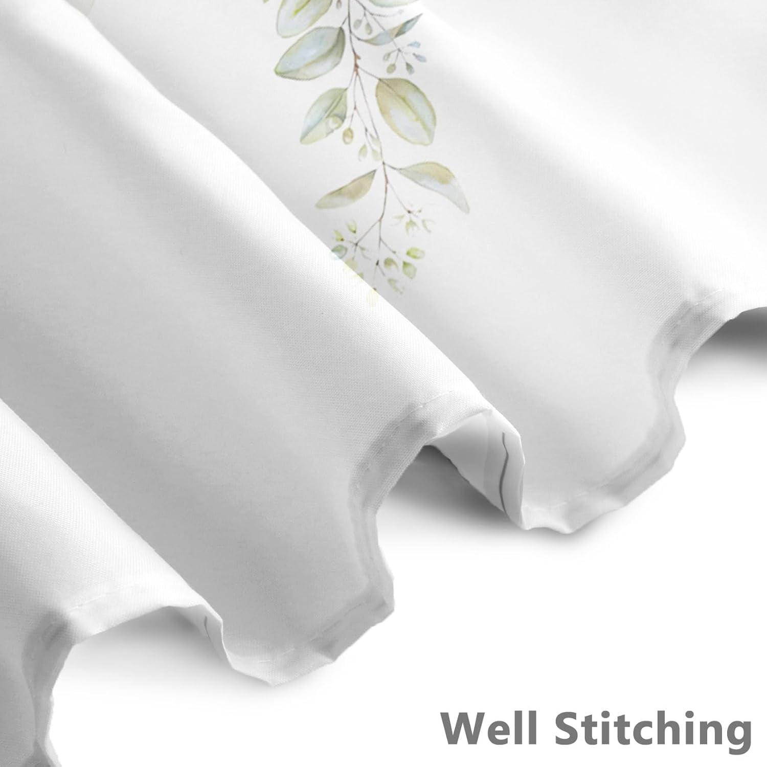 72x84 Inches Sage Green Leaves Shower Curtain Watercolor Eucalyptus Leaf Floral Plant Bath Curtain Botanical Fabric Shower Curtain for Bathroom Decor Set Polyester Waterproof with Hooks