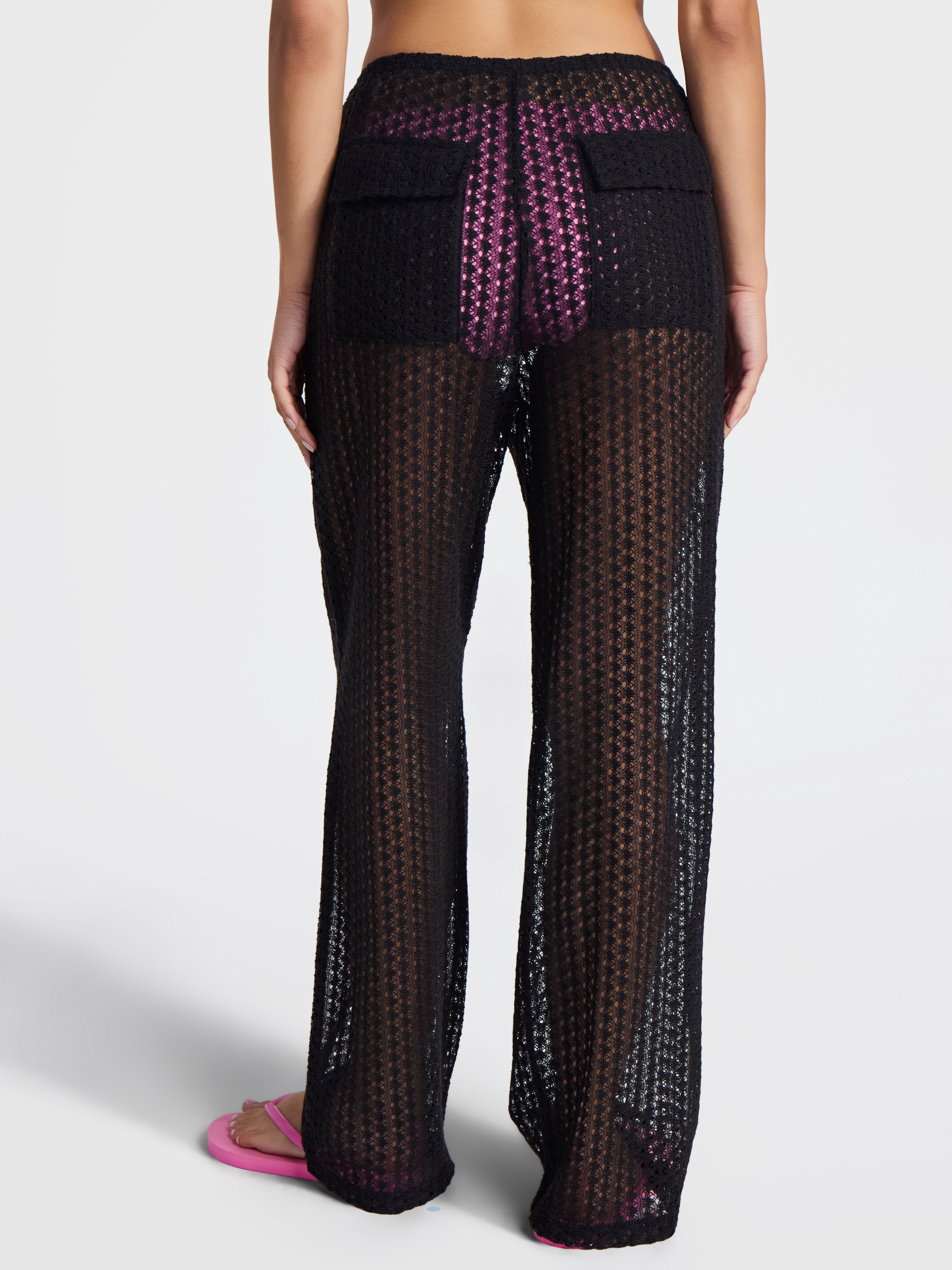 No Boundaries Crochet Wide Leg Pants Swim Coverup, Women's