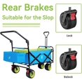 thumbnail image 3 of Large Collapsible Wagon Cart with Big Wheels, Heavy Duty Folding Beach Wagon with Adjustment Push Handle&Rear Brakes, Utility All-Terrain Wagon for Sports Garden Shopping Camping, Blue＆Green, 3 of 6