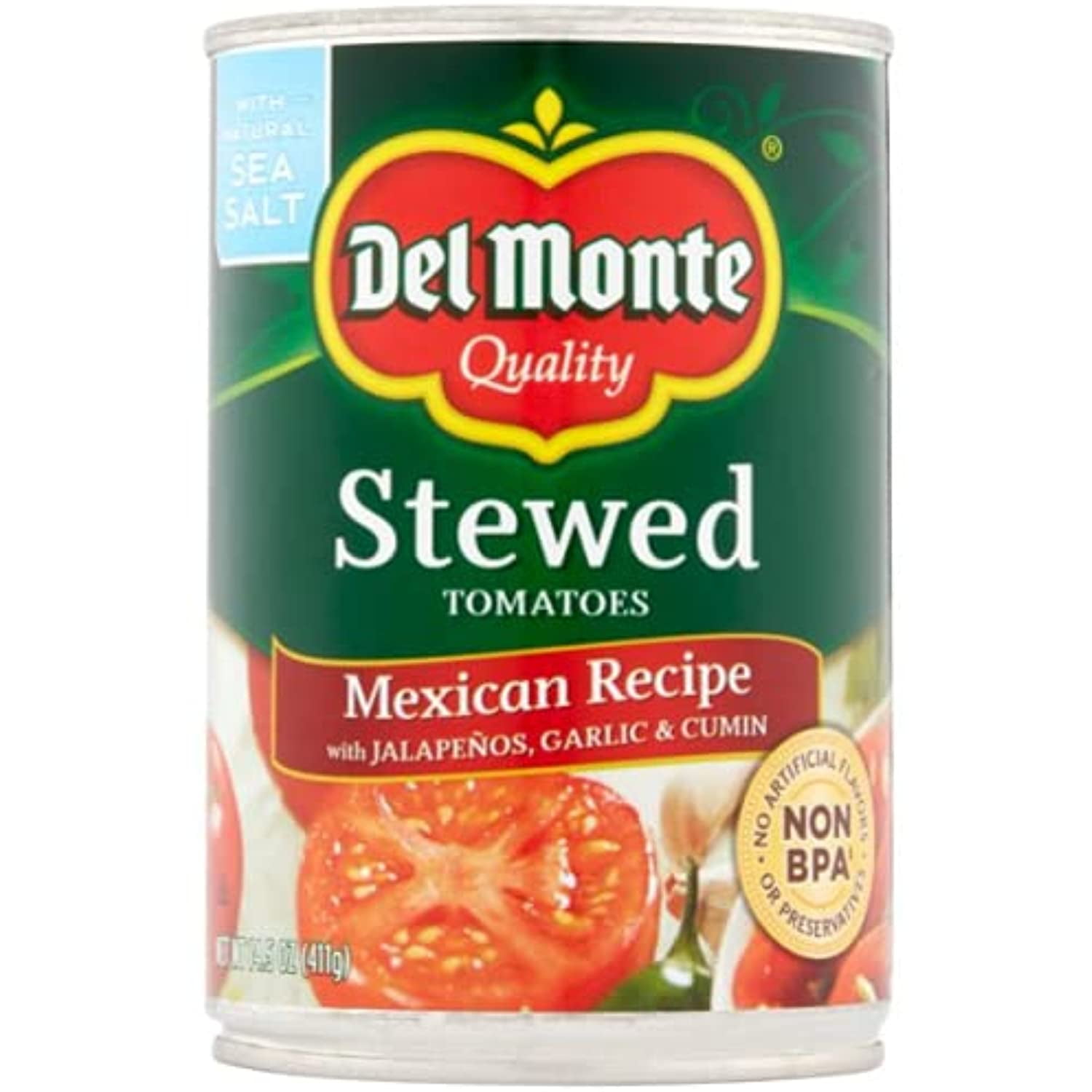 Del Monte, Mexican Recipe Stewed Tomatoes (With Jalapenos, Garlic & Cilantro), 14.5Oz Can (Pack Of 6)
