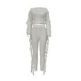 thumbnail image 4 of Vedolay Womens 2023 Set Women's Fall Pants Set Casual Outfits Loose FiTop + Pants Suits,White L, 4 of 5